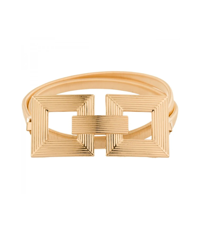 Damski pasek z ozdobną klamrą do sukienki