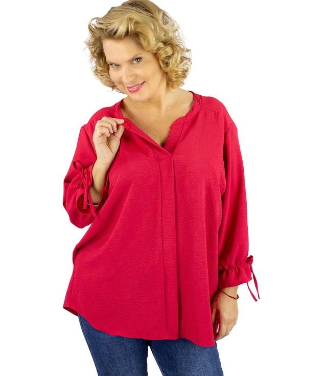 Elegant oversize tunic shirt with ties on sleeves SOPHIE