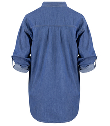 Blue classic denim shirt, longer back, HORTENSIA