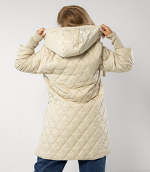 Long winter jacket with decorative hood LUNA