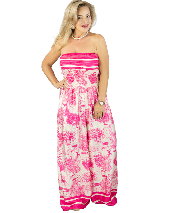 Women's strapless jumpsuit with wide legs SOPHIA