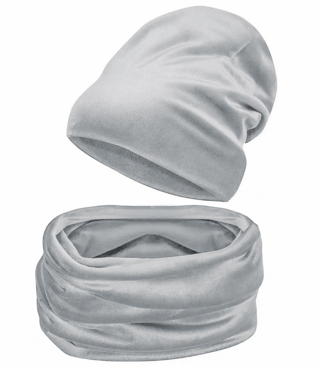 Velour winter set cap and chimney plain one-color