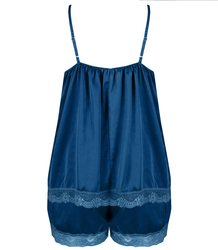 Satin pajama set with lace shorts top petticoat