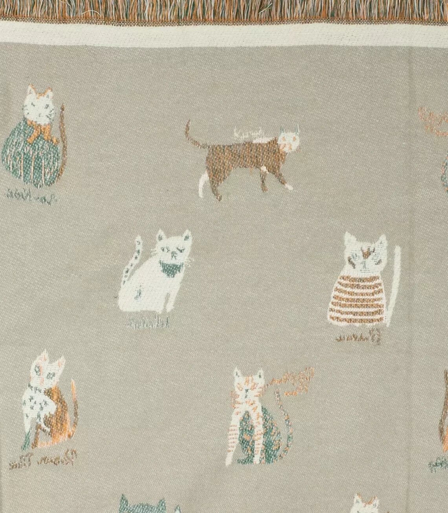 Warm double sided scarf cats knitted fabric