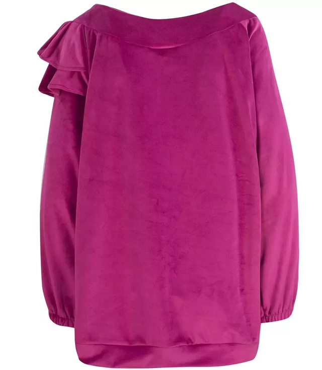 Welurowa bluza dresowa z falbanką oversize