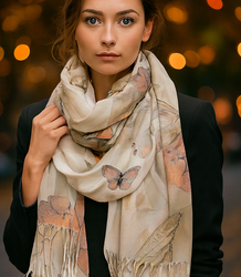 Women's butterfly print scarf stylish 180x70