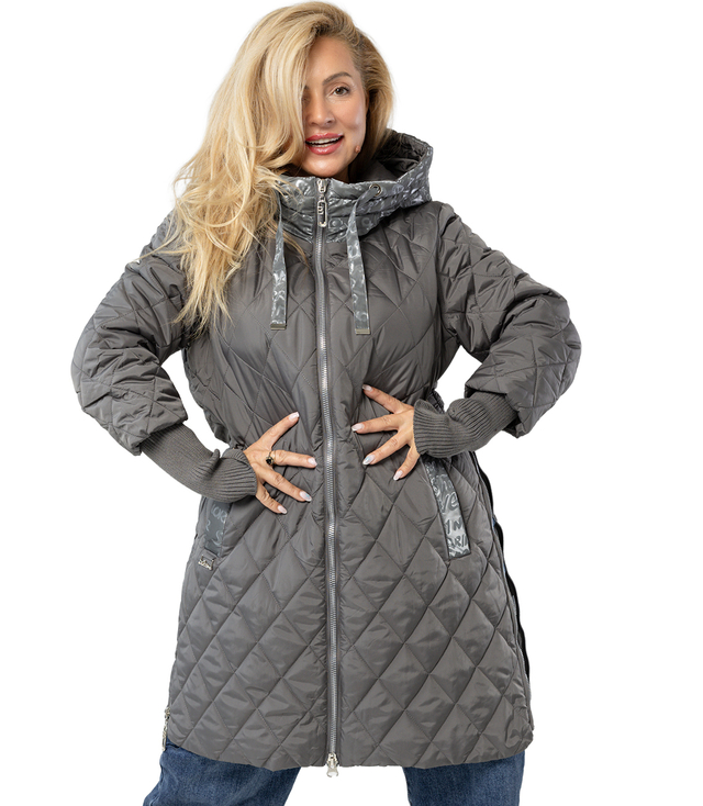 Long winter jacket with decorative hood LUNA