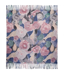 Multicolored elegant women's floral scarf with tassels
