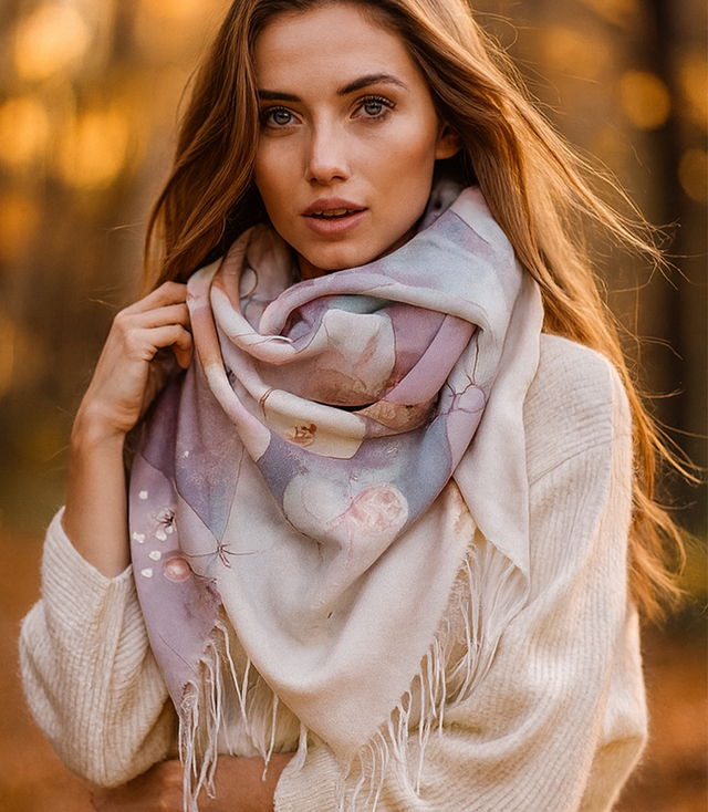 Women's floral pattern scarf 180x70