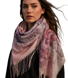 Women's scarf with floral pattern 100x100