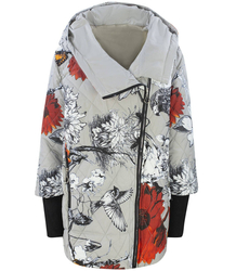 Asymmetric transitional JACKET FLOWERS print