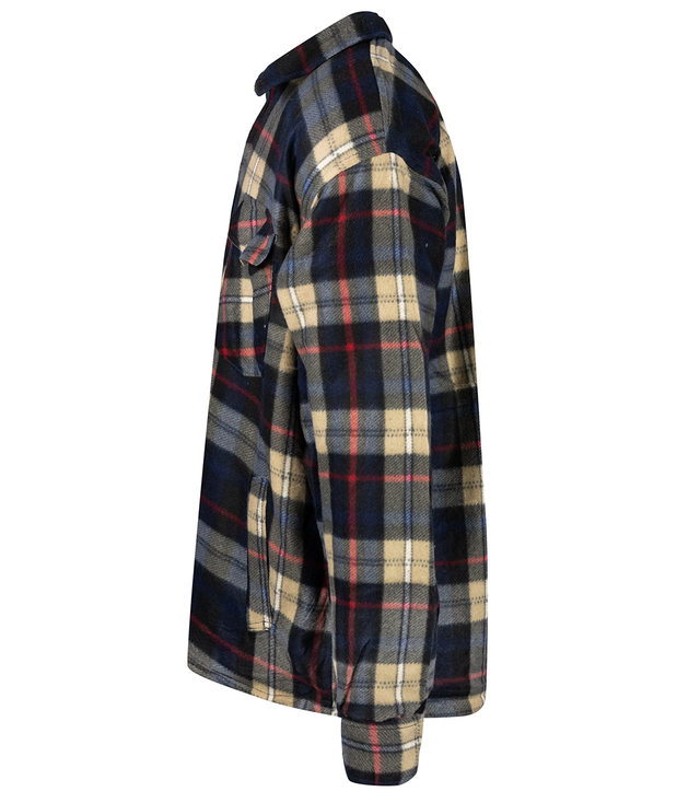 Warm fleece checked men's shirt insulated with faux fur