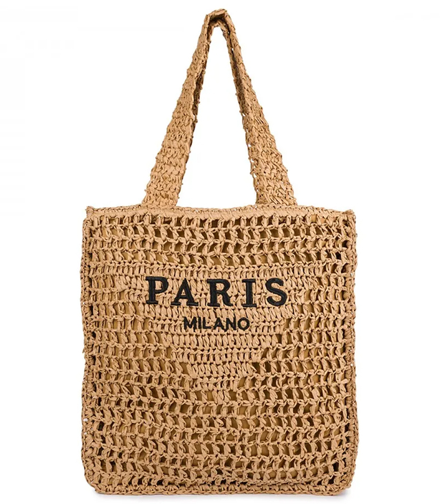 Large plaid shoper bag with fashion statement PARIS