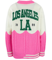 Sweter kardigan z naszywkami Los Angeles