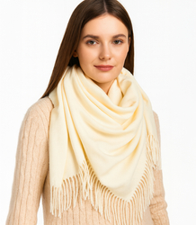 One-color shawl shlik scarf with fringe GRACE