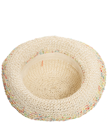 Straw hat colorful plaid BUCKET HAT