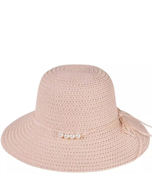 Women's chapeau-cloche pearly straw hat