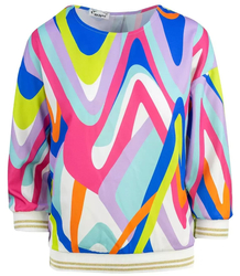 Loose blouse with a welt colorful print