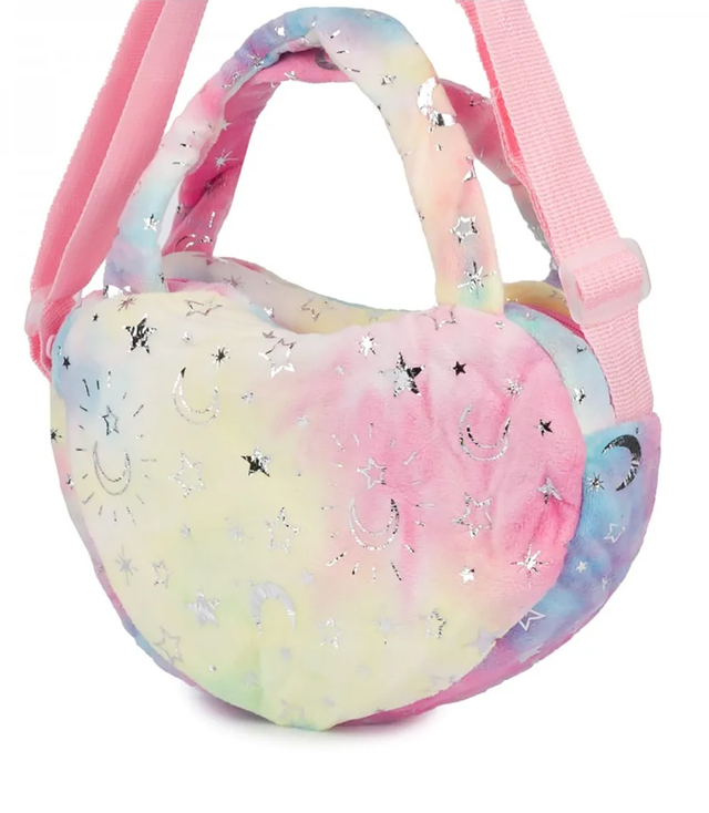 Children's plush heart-shaped bag with unicorn