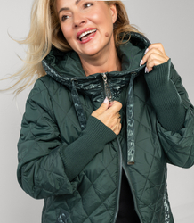 Long winter jacket with decorative hood LUNA