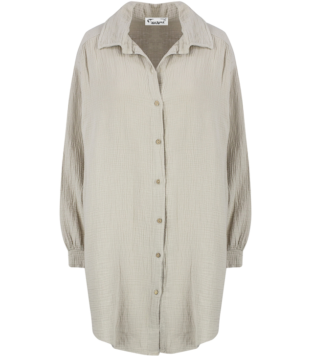 TRINA long, loose muslin shirt