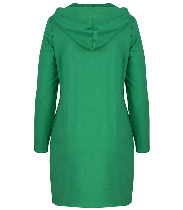 Thin long sweatshirt with diagonal zipper and hood LILIANA