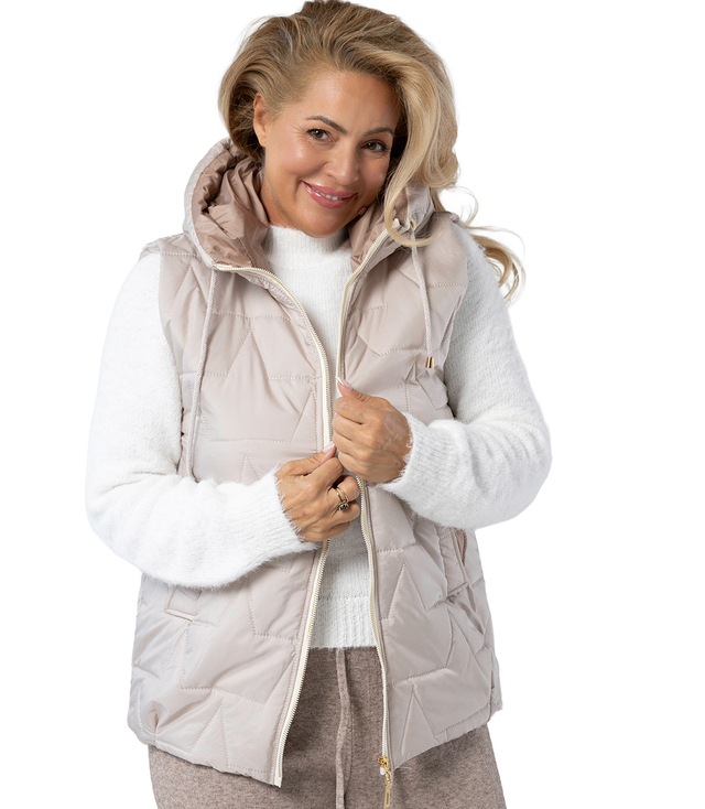 Women's quilted sleeveless hooded jacket MARINA