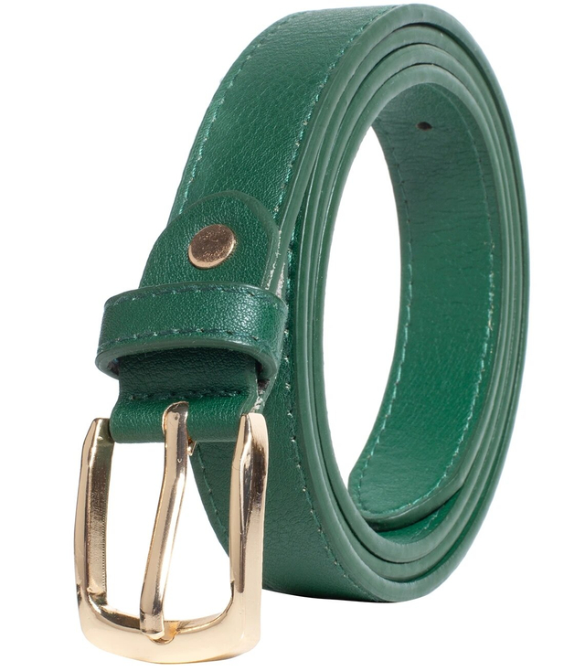 Smooth women's eco leather belt with gold buckle 2.3 cm