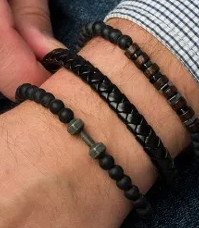 Set of men's bracelets natural stone