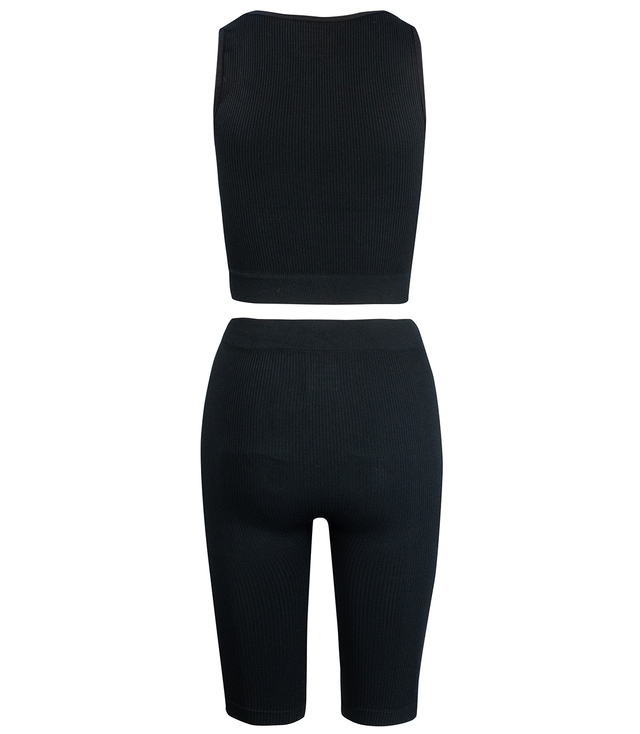 Sporty, ribbed set of short leggings + top with wide straps MISSY