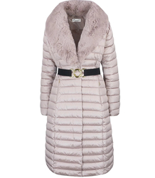 Quilted jacket coat with fur MARY