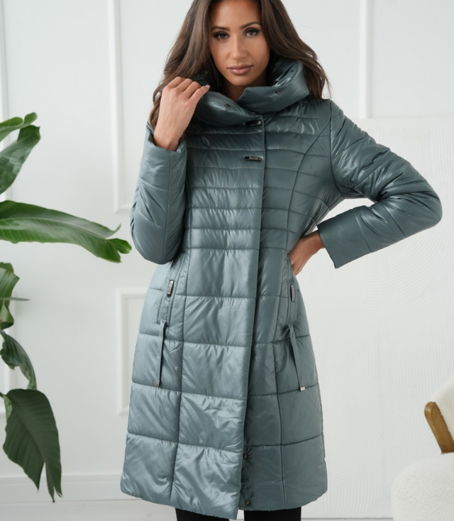 Long elegant quilted insulated coat for women AMELIA