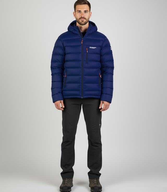 Men's winter quilted jacket with hood