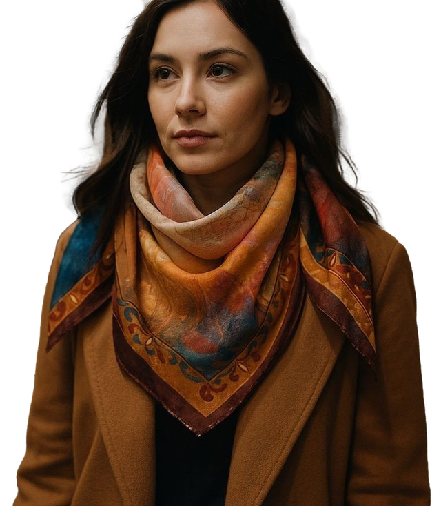 Elegant women's scarf with an insane 70x70 pattern