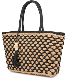 Large basket, summer bag, soft woven handbag with tassel