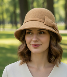 Women's cloche hat with bow