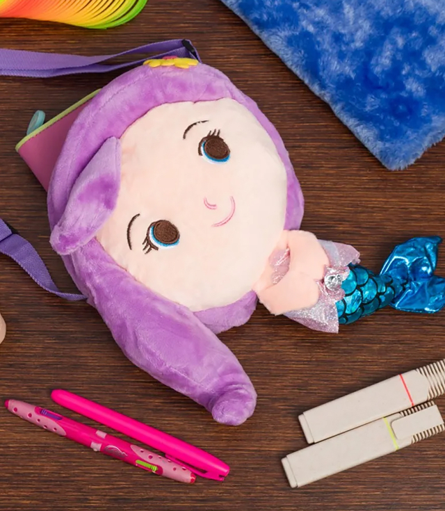 Children's bag in the shape of a mermaid with colorful hair