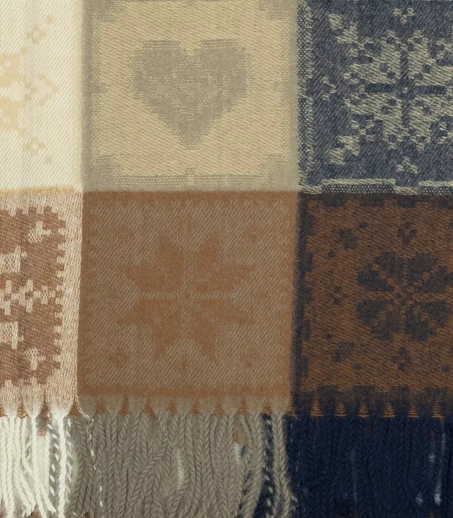 Warm shawl scarf checkered knit long