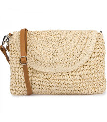 Stylish small raffia shoulder clutch bag with braided 2 straps