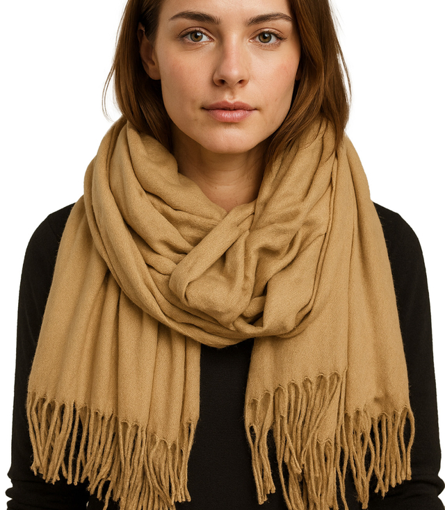 Soft large shawl with tassels uniform classic