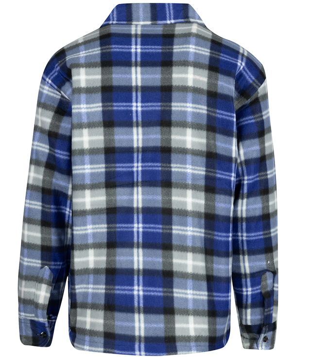 Warm fleece checked men's shirt insulated with faux fur