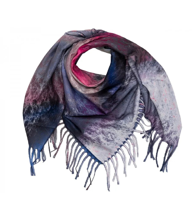 Fashionable multicolored shawl scarf with tassels