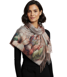 Elegant scarf large flowers with tassels