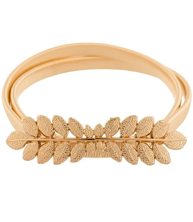 Damski pasek ozdobny do sukienki listki