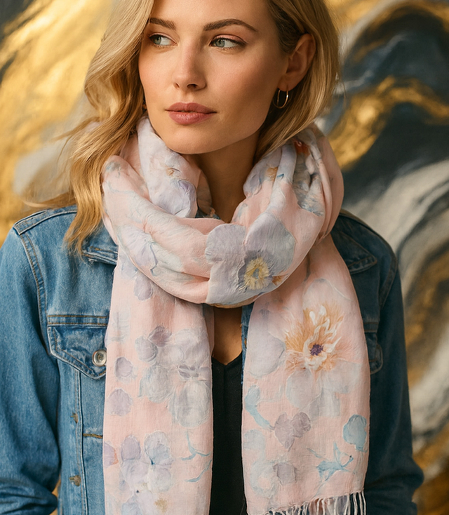Women's floral pattern scarf 180x70