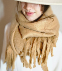 Scarf Thick scarf tassels single color warm soft 180x45 cm