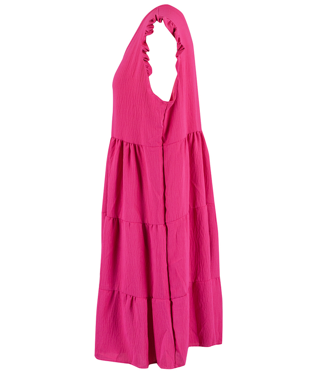 Urocza sukienka letnia midi z falbankami lużna oversize IZABELL