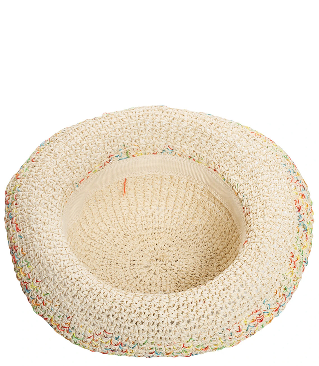 Straw hat colorful plaid BUCKET HAT