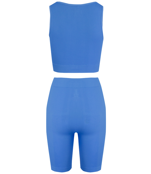 Sporty, ribbed set of short leggings + top with wide straps MISSY