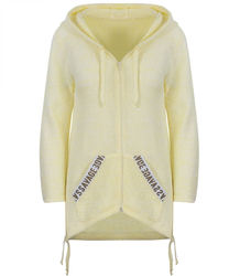 Ażurowy rozpinany sweter kaptur Kardigan